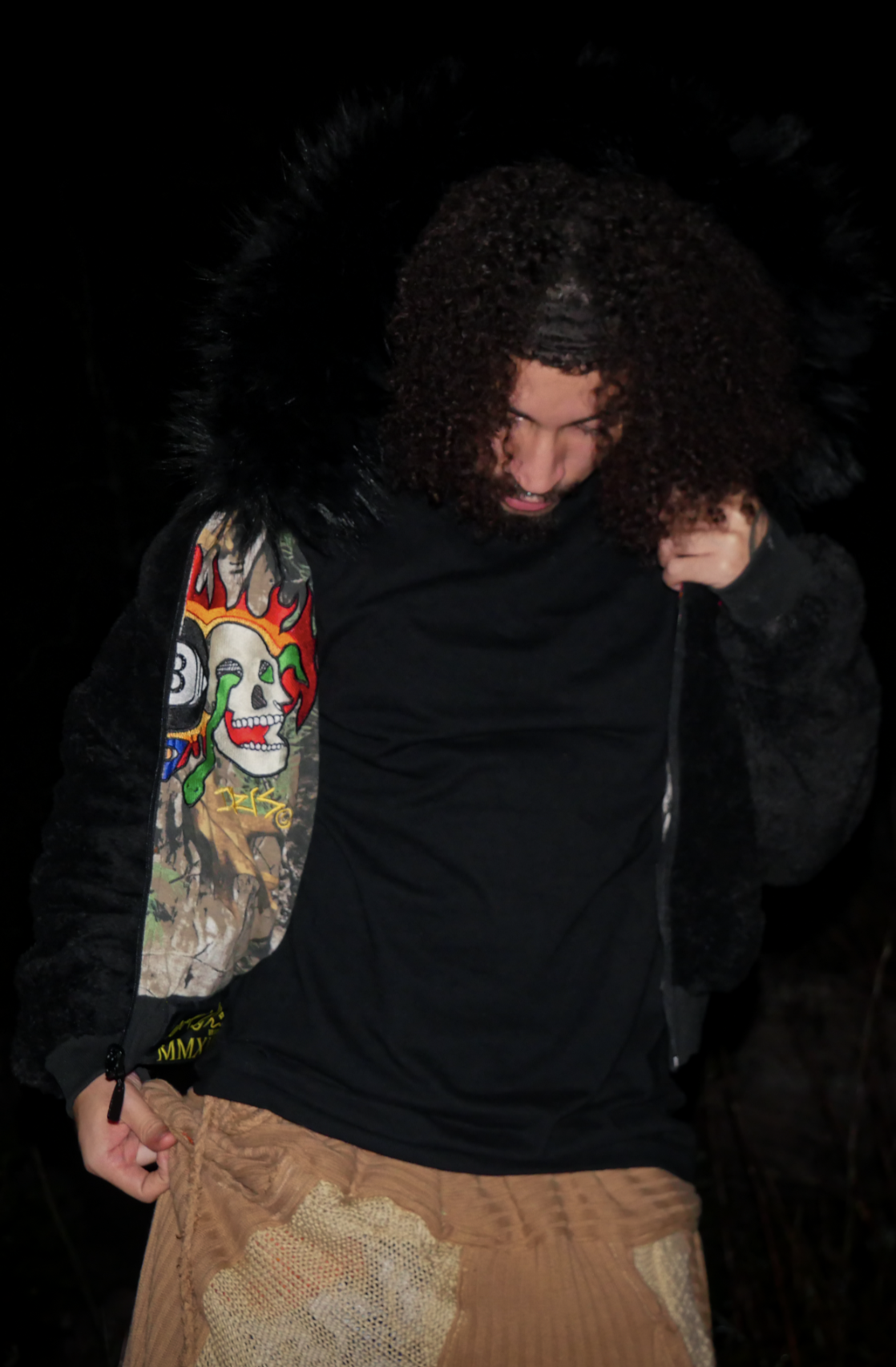 "8 Ball" Camo/ Black Sherpa Reversible Jacket