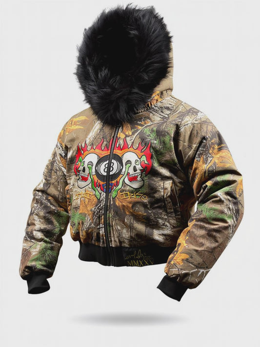 "8 Ball" Camo/ Black Sherpa Reversible Jacket